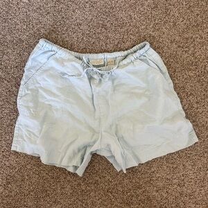 100% Linen Vintage Express Light Blue Drawstring Shorts Size L